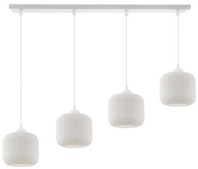 Závesné svietidlo Riffle, 4x biele sklenené tienidlo, w