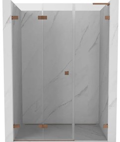 Mexen Lunar-F, L skladacie ľavé sprchové dvere 110 cm, 8mm číre sklo, medený matný profil, 836SL-110-050-65-00-L