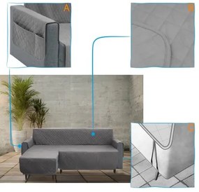 Poťah na rohovú sedačku ľavý PARIS sivý, 200 cm