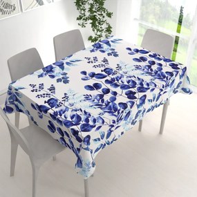 Biante Bavlnený obdĺžnikový obrus Sandra SA-605 Modrý eukalyptus na bielom 50x100 cm