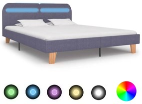 Rám postele s LED svetlom bledosivý látkový 160x200 cm