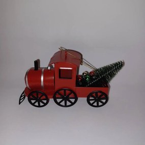 DECOLED Kovová lokomotíva, 15,2 x 4,5 x 8,2 cm, červená