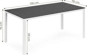 MultiGarden Záhradný stôl 6 miest 156x78 cm - sivý biely MultiGarden