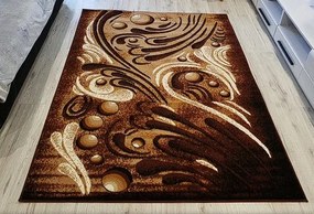 Abstraktný koberec Shiraz Bcf Bable – hnedo-čierna kombinácia Rozmer: 100x190 cm