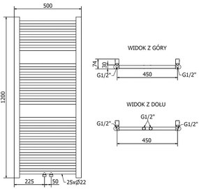 Mexen Mars, vykurovacie teleso 1200x500 mm, 417 W, zlatá lesklá, W110-1200-500-00-50