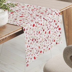 Biante Bavlnený behúň na stôl Sandra SA-719 Červeno-béžové drobné kvietky na bielom 20x120 cm