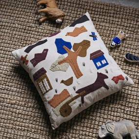 Ferm Living Vankúš z organickej bavlny Village OffWhite 40 x 40 cm