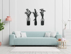 drevko Drevená nálepka Kvety vo váze Rozmer obrazu: 32,5 x 41 cm, Farba dekorácie: Čierna