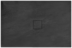 Rea Black Stone, sprchová vanička z minerálneho kameňa 120x90x3,5 cm + sifón, čierna, REA-K9603