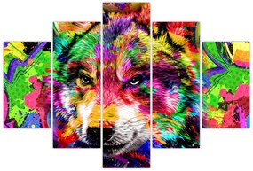 Obraz - Vlk s graffiti (150x105 cm)