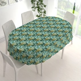 Biante Dekoračný oválny obrus PML-088 Eukalypty na mätovom 80x120 cm