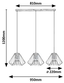 Rabalux 72371 - Luster na lanku EMERENCIA 3xE27/40W/230V
