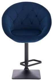 LuxuryForm DESIGN Barová stolička VERA VELUR na čiernej hranatej základni - modrá