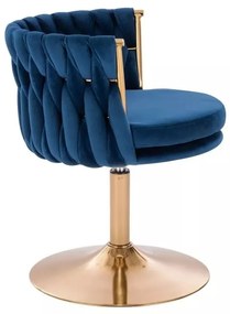 LuxuryForm DESIGN Stolička LYON VELUR na zlatom tanieri - modrá