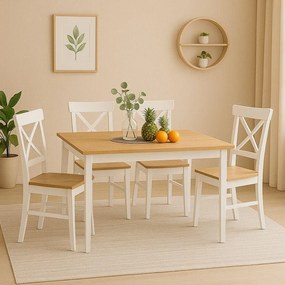 Jedálenský set 4x stolička + stôl Catini KAMPALI - Biela