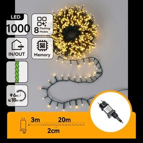 Aigostar - LED vonkajšia vianočná reťaz 1000xLED/8 funkcií 23m IP44 teplá biela