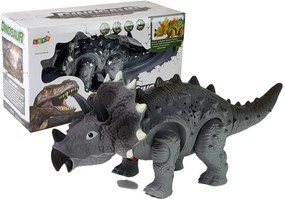 LEAN TOYS Dinosaurus Triceratops na batérie - sivý