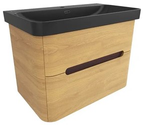 Kúpeľňová skrinka s umývadlom SAT Fusion 77,5x53x45 cm dub medový mat SATFUSION280DMBKM, 1 ks