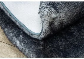 Okrúhly prateľný koberec LAPIN shaggy protišmykový , slonová kosť / čierna Veľkosť: kruh 180 cm