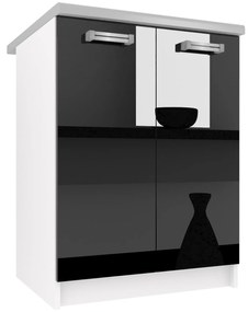 Kuchynská skrinka Belini spodná 60 cm čierny lesk s pracovnou doskou  INF SD2-60/0/WT/B/0/D