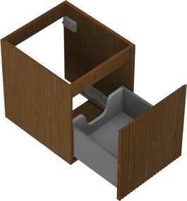 Mexen Rivel, kúpeľňová skrinka 40 cm, 1 zásuvka, drážkovaná, orech, 91A20-04047-1-BF86