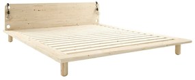 Dvojlôžková posteľ z masívneho dreva s lampami Karup Design Peek, 160 x 200 cm