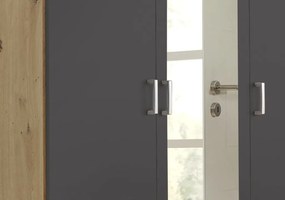 Šatníková skriňa so zrkadlom Bremen, 136 cm, dub artisan/tmavo šedá