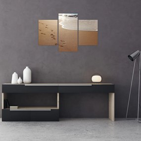 Obraz - stopy v piesku a more (90x60 cm)