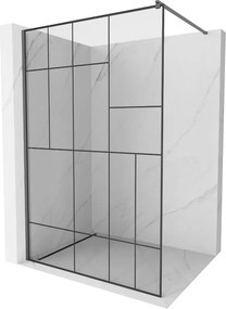 Mexen Kioto, sprchová zástena Walk-In 100 x 200 cm, 8mm číre sklo čierny vzor, grafitový profil, 800-100-101-95-78