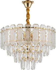 Toolight Toolight, krištáľová závesná lampa Ø40 cm, 5×E14, SWE088-CP, zlatá, OSW-30215