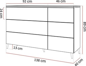 KOMODA 6S NESSIE 3 KAŠMÍR + ZLATÁ 138 cm