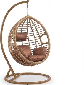 Tmavohnedé závesné kreslo BORNEO so stojanom