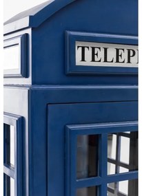 furniture-nabytek.cz - Masívna vinotéka v tvare telefónnej búdky, lakovaná, modrá – Mango 78×44×200 cm