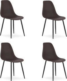 Set štyroch jedálenských stoličiek WAT tmavohnedý - čierne nohy (4 ks)