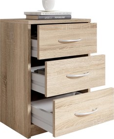 Nočný stolík s 3 zásuvkami Pepe, dub sonoma