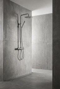 Sapho Minimal, sprchový stĺp s pákovou s batériou, okrúhla hlavica, oceľová, MI139