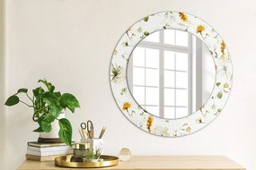 Kvety Okrúhle dekoračné zrkadlo na stenu