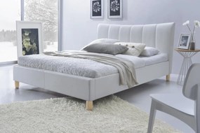 HALMAR, SANDY čalúnená posteľ 160x200, biela eko koža