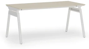 Kancelársky stôl PRIMO SIGMA, 1600 x 800 mm, biela podnož, breza