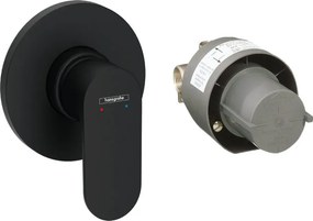 Hansgrohe Rebris S, sprchová batéria pod omietku, súprava s telesom, čierna matná, HAN-72648670
