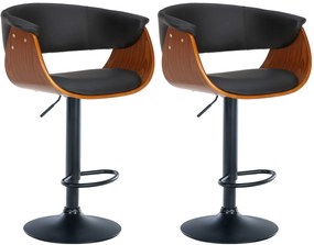 Design-Shop Barová stolička Vestal (SET 2ks) - koženka, drevo orech - Čierna