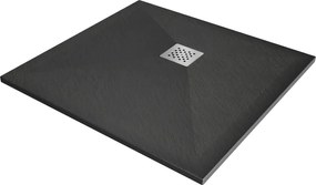 Mexen Stone+ kompozitový štvorcový sprchovací kút 90 x 90 cm, antracit - 44719090