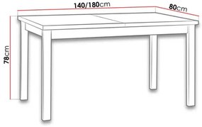 Rozkladací jedálenský stôl Deasal 80 x 140 180 II (biela + dub sonoma) (pre 4-8 osôb). Vlastná spoľahlivá doprava až k Vám domov. 1105367