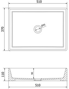 Mexen Goya, umývadlo na dosku 51 x 37 cm, svetlá šedá matná, 22185061