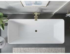 Mexen Velo Slim, voľne stojaca vaňa 170 × 75 cm, biela lesklá, zlatý lesklý prepad, 52811707500-50