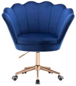 LuxuryForm DESIGN Kreslo FREY VELUR na zlatej podstave s kolieskami - modré