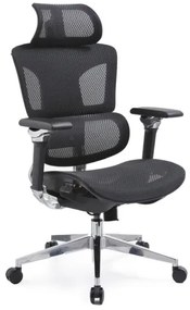 Ergonomická kancelárska stolička Ergo Optimus čierna Mesh, 5D podrúčky, bedrová opierka