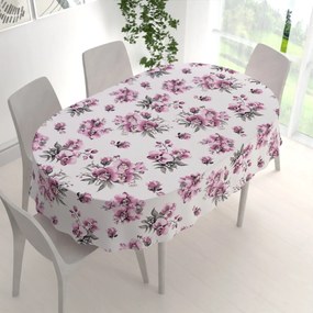 Biante Bavlnený oválny obrus Sandra SA-623 Lila orchidey na bielom 50x100 cm