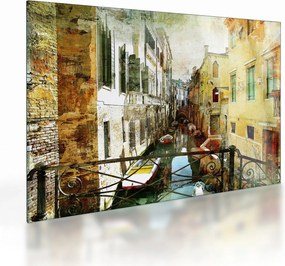 Sklenený obraz - Ulička v Benátkach (70x50 cm)
