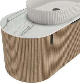 Závěsná skříňka s deskou a umyvadlem La Simplicite  100 cm dub přírodní/bílá